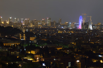 Fototapete - Barcelona skyline at night