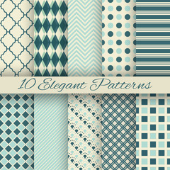 Wall Mural - 10 elegant vector seamless patterns (tiling)