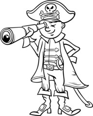 Wall Mural - pirate boy cartoon coloring page