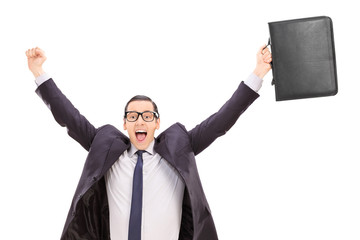 Canvas Print - Overjoyed businessman