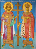 Bruges - Fresco of st. Constantine and st. Helena