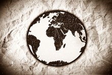 Globe Earth Icons Themes Idea Design On Crumpled Paper