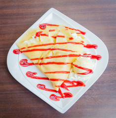 Wall Mural - Strawberry crepe dessert