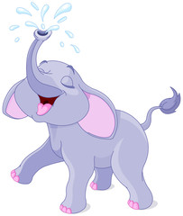 Sticker - Sprinkling baby elephant