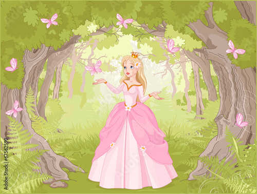 Fototapeta dla dzieci Strolling princess in the fantastic wood