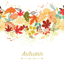 Background Of Stylized Autumn Leaves For Greeting Cards.