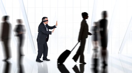Poster - Composite image of mature businessman in a blindfold