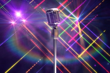 Aufkleber - Composite image of retro microphone on stand