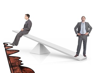 Poster - White scales measuring two businessmen