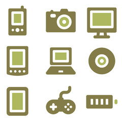 Wall Mural - Electronics web icons, olive mix set