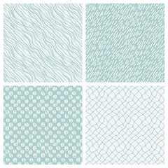 Canvas Print - simple hand-drawn seamless patterns set