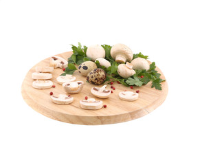 Wall Mural - Sliced mushrooms on platter.