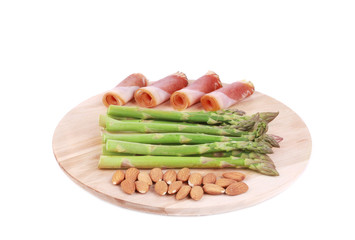 Wall Mural - Platter with asparagus and prosciutto.