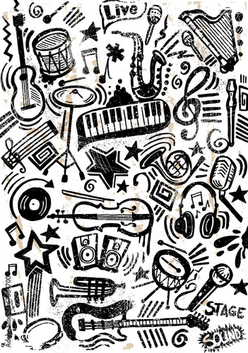 Nowoczesny obraz na płótnie Music Doodle Set