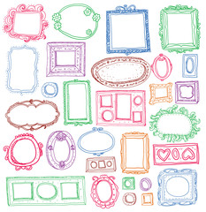 Set of hand drawn picture frames