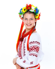 Girl wears Ukrainian national dress