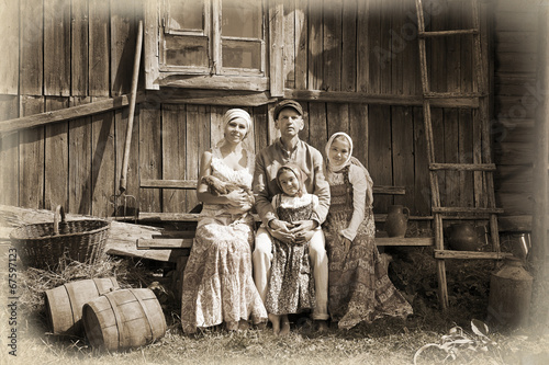 Naklejka na szafę Vintage styled family portrait