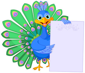 Wall Mural - Peacock holding placard