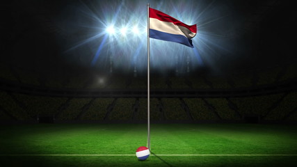 Poster - Netherlands national flag waving on flagpole