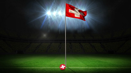 Poster - Switzerland national flag waving on flagpole
