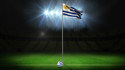Aufkleber - Uruguay national flag waving on flagpole