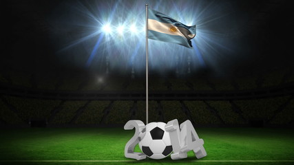 Poster - Argentina national flag waving on flagpole with message