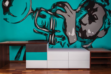 Wall Mural - Interior of modern room with graphics