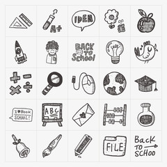 doodle back to school icon set