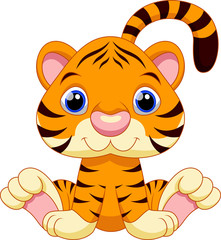 Wall Mural - Cute baby tiger cartoon