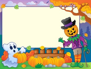 Wall Mural - Autumn frame with Halloween theme 4