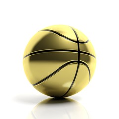 Wall Mural - Golden basketball ball isolated on white background