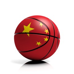 Wall Mural - Basketball ball flag of China isolated on white background