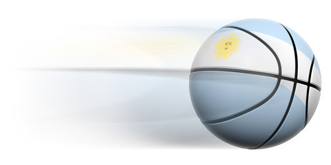 Wall Mural - Basketball ball with flag of Argentina in motion isolated