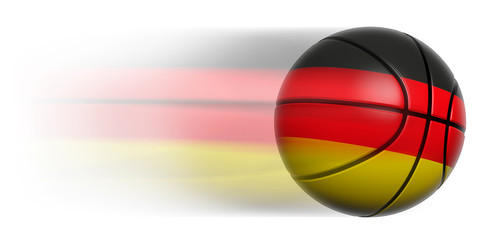 Wall Mural - Basketball ball with flag of Germany in motion isolated