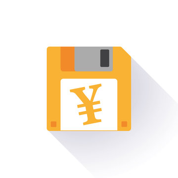 Floppy disk with a currency sign