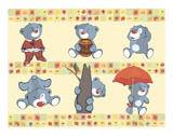 Border for wallpaper with stuffed bear cubs