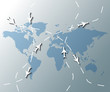 Illustration of world map with airplanes