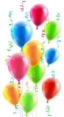 Canvas Print - Birthday or party balloons and ribbons