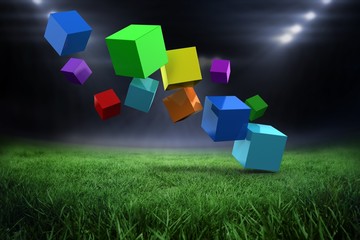 Poster - Composite image of 3d colourful cubes floating