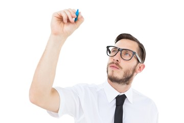 Poster - Geeky businessman writing with marker