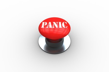 Poster - Panic on digitally generated red push button