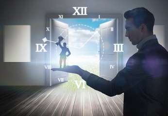 Poster - Composite image of businesswoman showing a cup