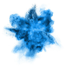 Blue Powder Explosion Isolated On White