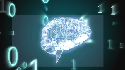 Aufkleber - Revolving brain graphic with binary code animation