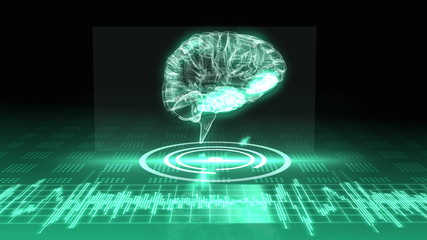 Aufkleber - Revolving transparent human brain graphic with interface