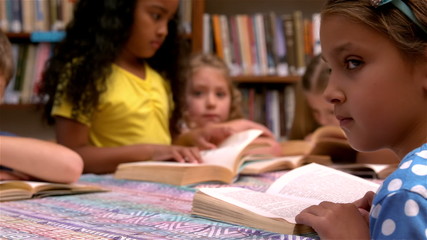 Wall Mural - Young class reading books in the library