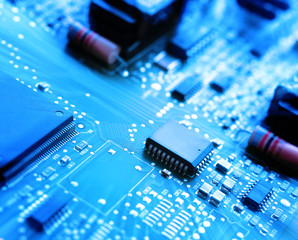 Microchips on a circuit board