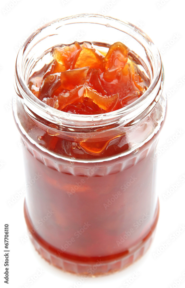 tasty homemade jam, isolated on white.