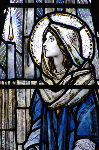 Fototapeta na wymiar St. Mary (mother of Jesus) in stained glass