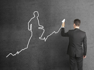 Wall Mural - businessman drawing  chart